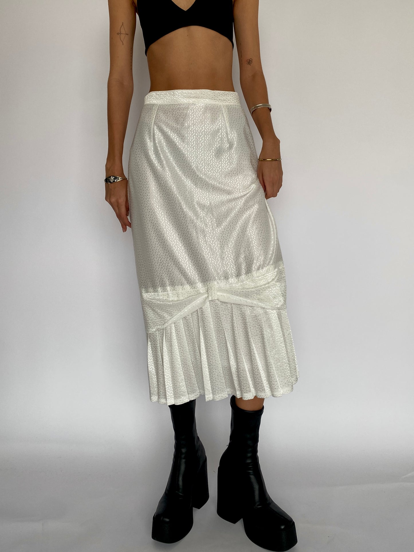 White satin skirt