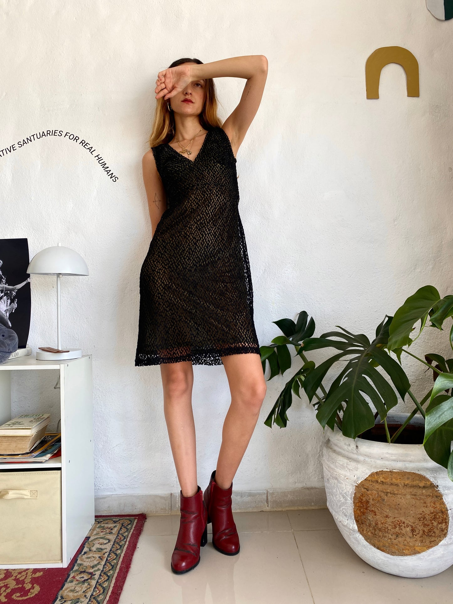 Black texture dress